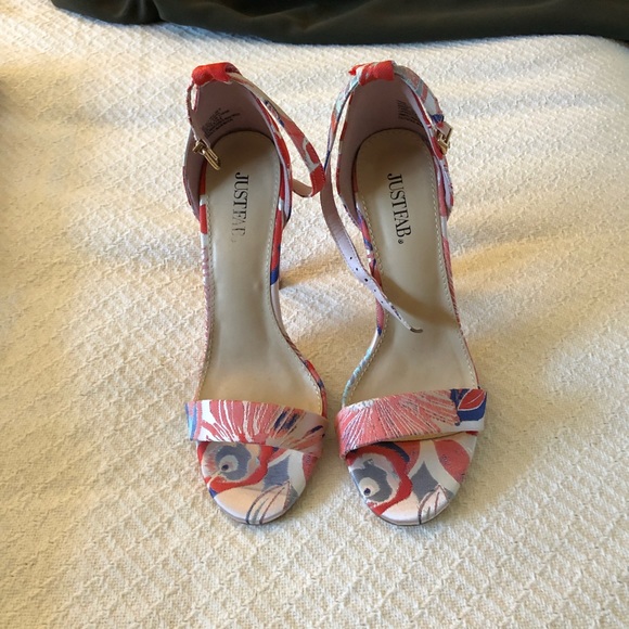 NWOT Just Fab coral and purple floral heels - Picture 2 of 12